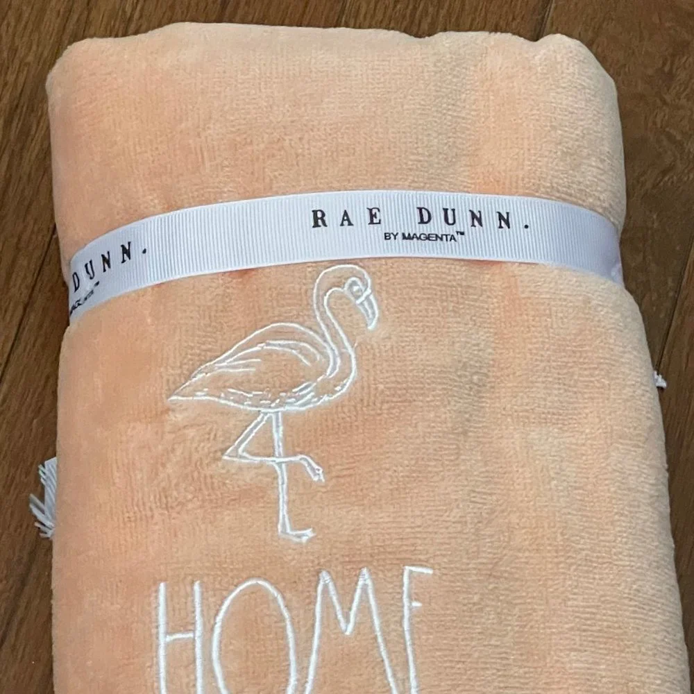 New Rae Dunn by Magenta Peach Home Flamingo Hand Towel Set P5